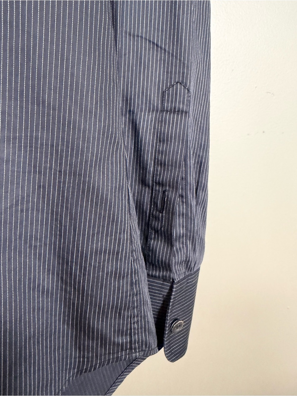 Prada Men’s 38/15 Navy Pinstripe Cotton Dress Shirt Made in Italy - Picture 2 of 7